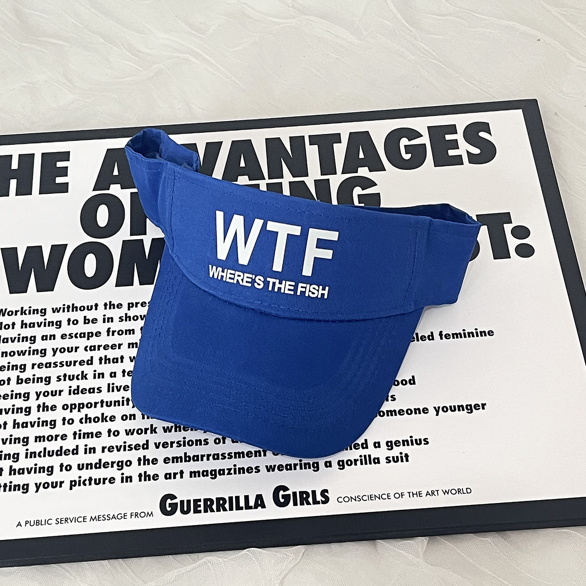 Unisex WTF printed letter empty top hat display face small UV protection sun hat casual everything for men and women_voghion.com