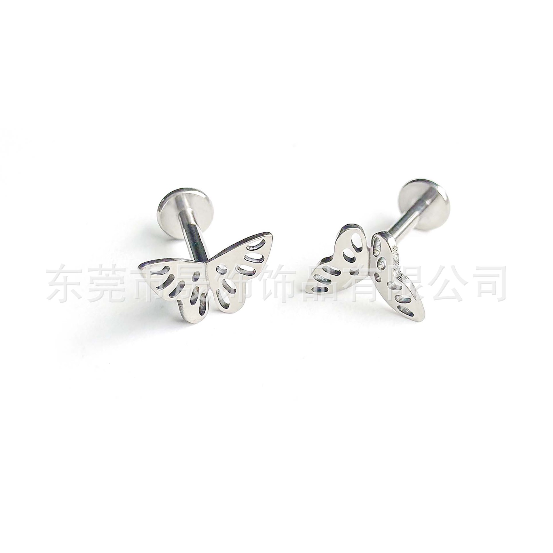 F136 Titanium Openwork Butterfly Ear Stud Labret Stud Tongue Barbell G23 Implant Grade Titanium 人体 Piercing Jewelry Helix Cartilage Stud Geometric 风