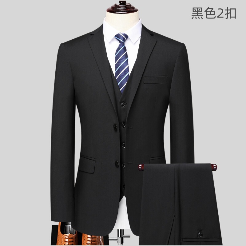 New men's business suit jacket, professional attire for men, black, navy blue, gray two-button formal trousers