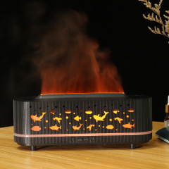 New Product Striped 3D Flame Air Purifier Humidifier Aroma Machine Bedroom Ocean World Night Light Cross-border Wholesale