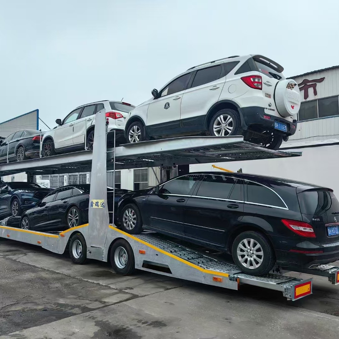 出口中东17.5米8位娇运车双层液压升降半挂运输车二桥三桥图片