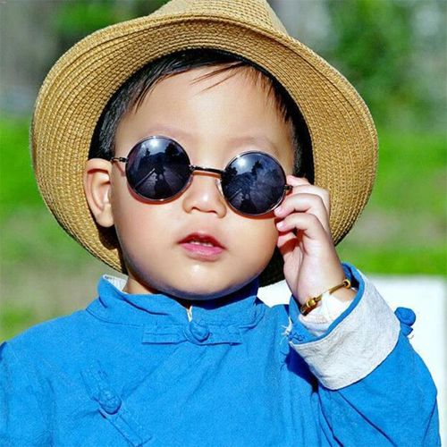 Children's round-frame sunglasses, small children's baby vintage metal small round prince glasses props for kids