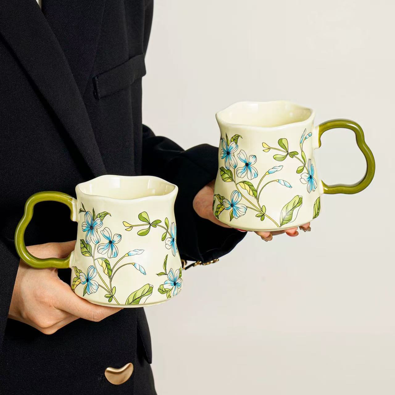 Taza de alta calidad de marca de cerámica medieval taza de diseño de gran capacidad taza de agua taza de café de oficina de mujer taza de té