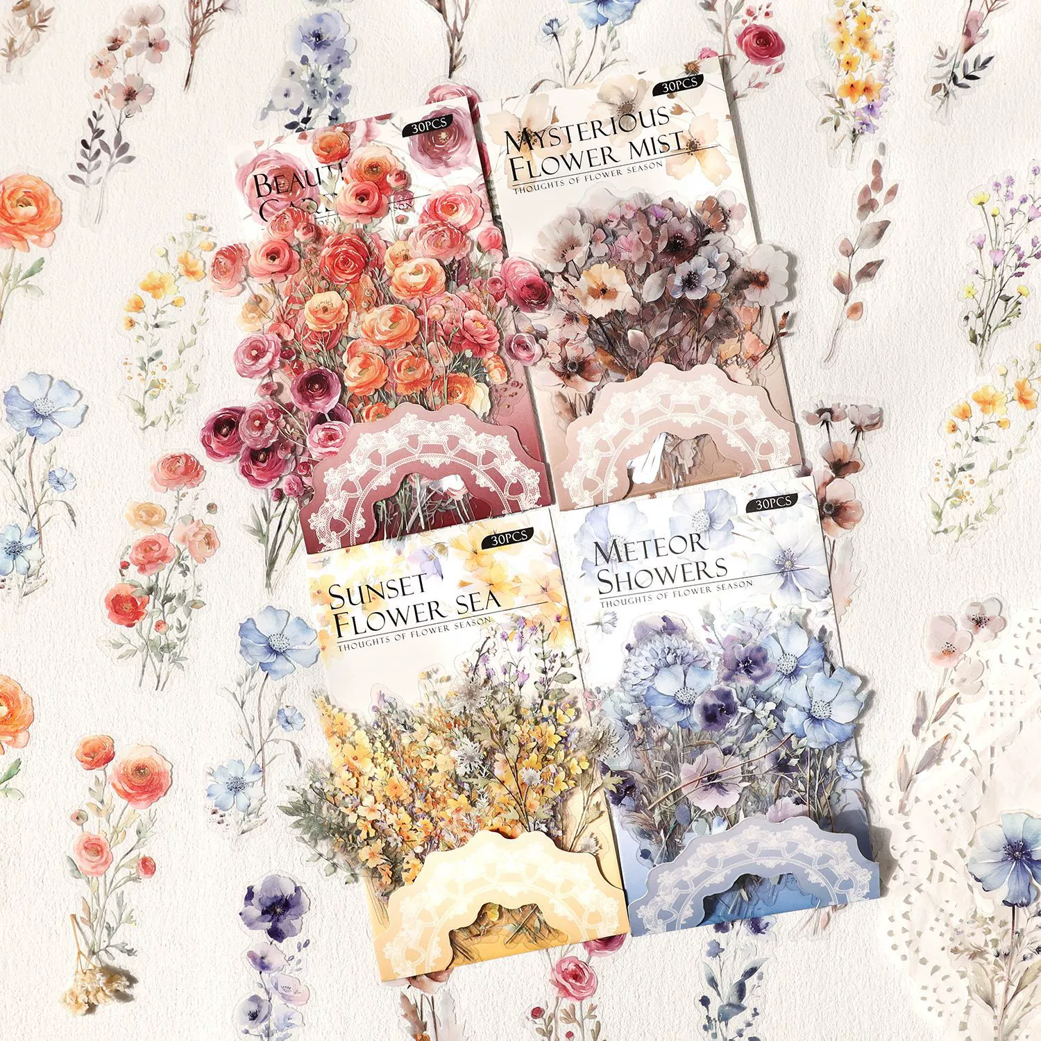 Древние лесные ПЭТ-стикеры мешки для цветения серии винтажных длинных ручных цветочных материалов