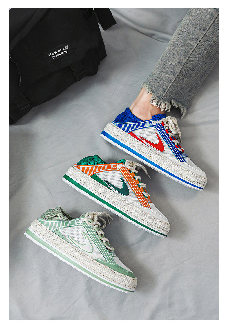 Scarpe da uomo autunnali Nuove scarpe sportive in mesh Un pedale Scarpe da marea intrecciate in paglia a doppio scopo con fondo spesso Scarpe casual da studente traspiranti da uomo_voghion.com