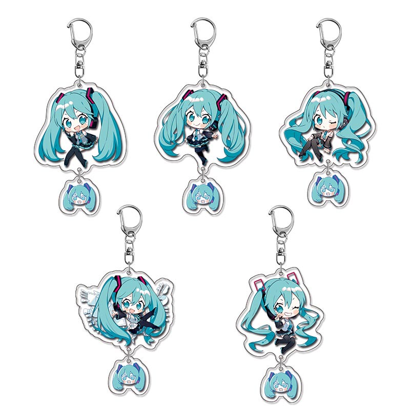 Hatsune Miku Anime Merchandise Keychain Acrylic Q-Version Small Pendant Gift for Friends and Besties Cute Backpack Decoration