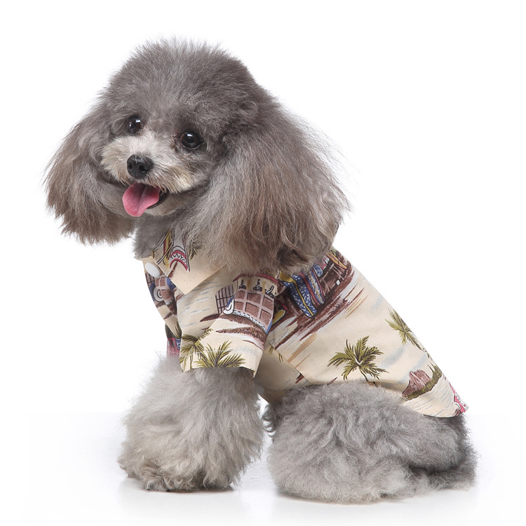 Hawaiian Beach Print Pet Clothes For Dogs Spring Summer Wear Casual European American Style Dog Shirts_voghion.com
