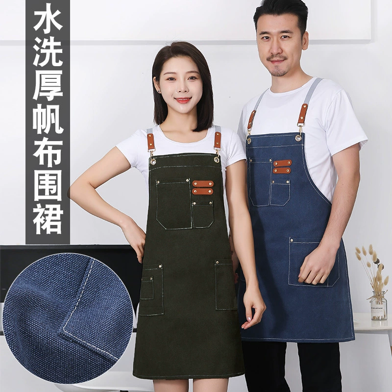Фартук из утолщенного холста обработка внешней торговли джинсовая Садоводство Кофейня Амазонка водонепроницаемый садовый кухонный фартук