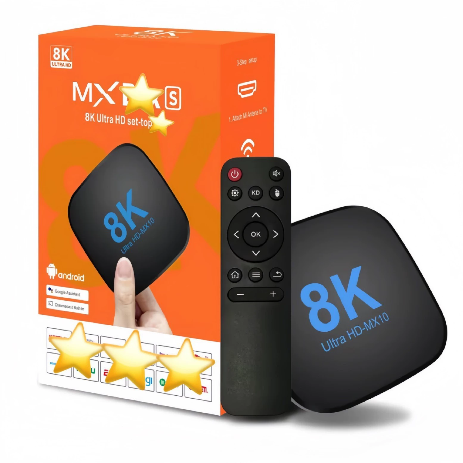 Android TV set-top box (MX10) Android 13, 8K, 4+64 GB, voice remote
