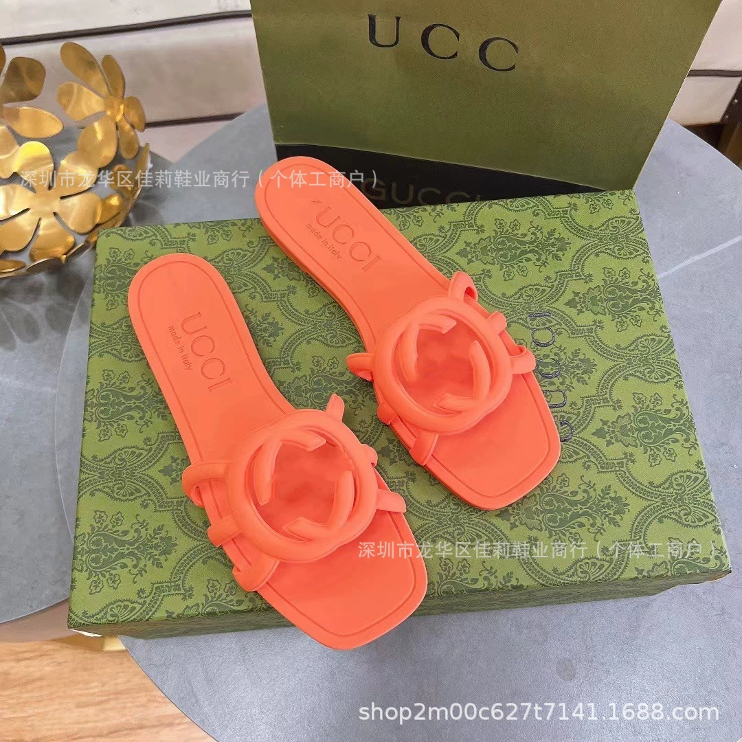 2024 новый летний G Home Candy Jelly Цвет перетаскивания полые, дикие повседневные пляжные туфли EVA клей перетаскивание