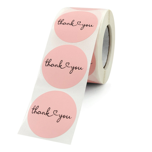 Circular roll watercolor pink thank you craft decoration envelope seal sticker gratitude sticker paper label
