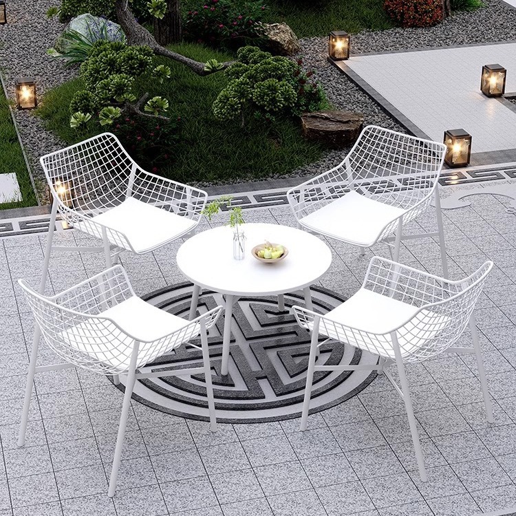 Mesas y sillas de acero inoxidable al aire libre Villa Patio Jardín Balcón Departamento de ventas