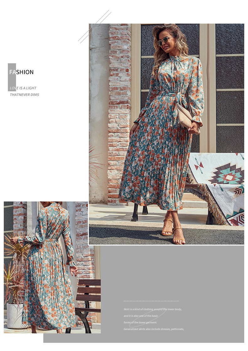 New Fashionable Women's Autumn and Winter Printed Maxi Dress
