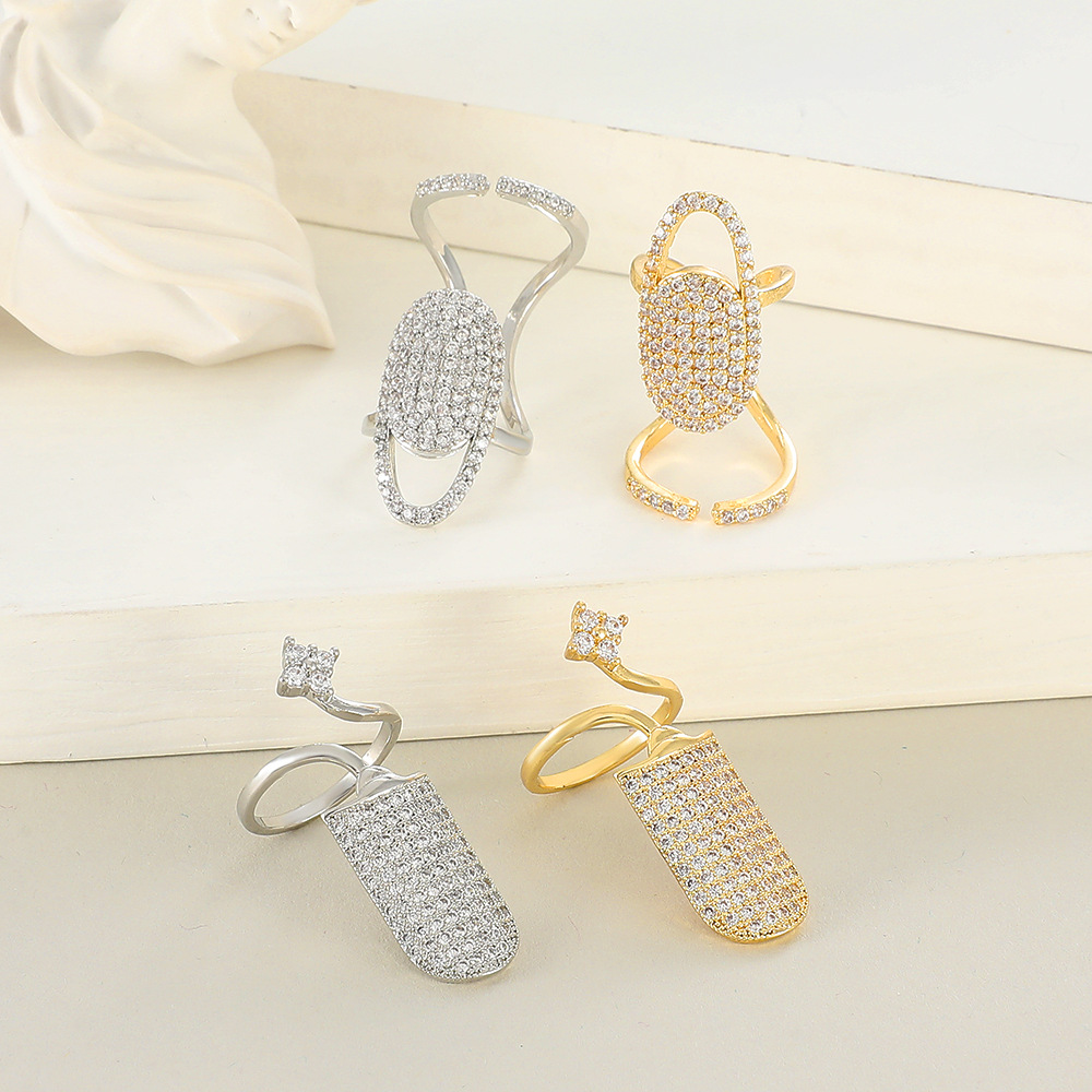 Fashion Geometric Copper Artificial Gemstones Rings 1 Piece