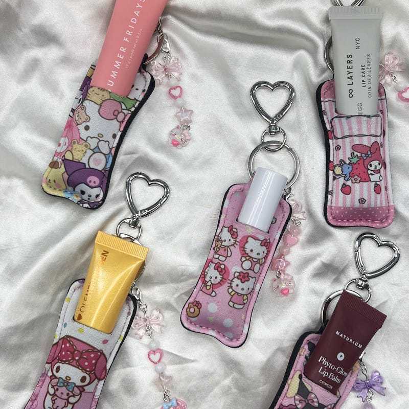 Sanrio Lip Balm Holder Key Chain Hello Kitty and Its Friends Lip Balm Key Chain Holder