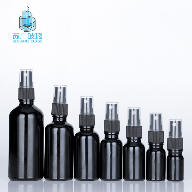 现货10ml试用装小样瓶30ml黑色遮光补水喷雾瓶50ml紫晶精油试剂瓶