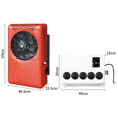 New Model Backpack 24V12V Automotive air conditioning - 24v-new-backpack-complete-set-of-horizontal-screen-internal-unit-external-unit-red