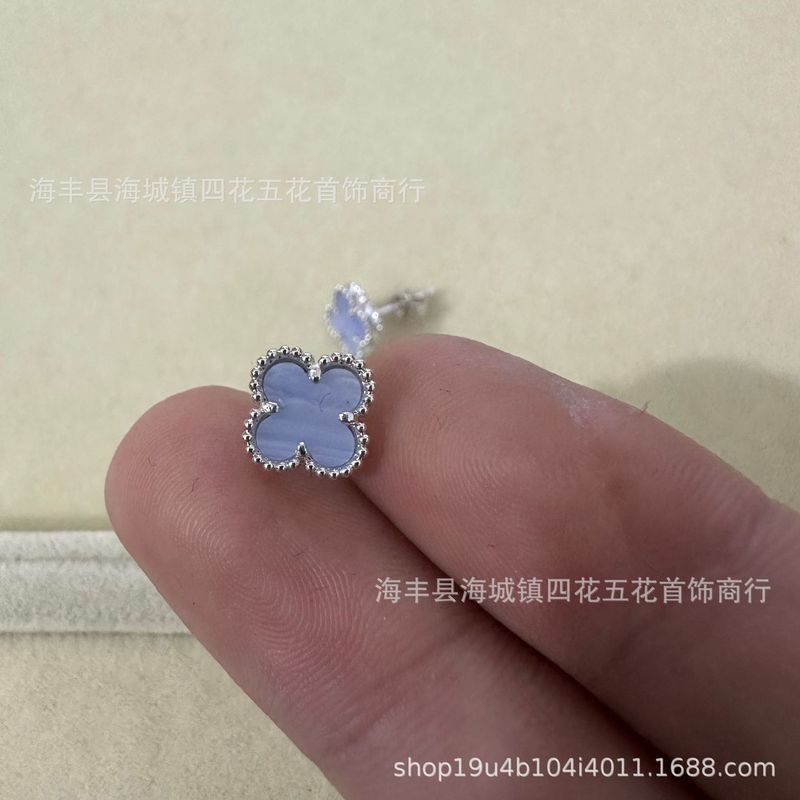 高版四叶草mini耳钉天然贝母厚金电镀 18K玫瑰金厂家直销直播批发|undefined