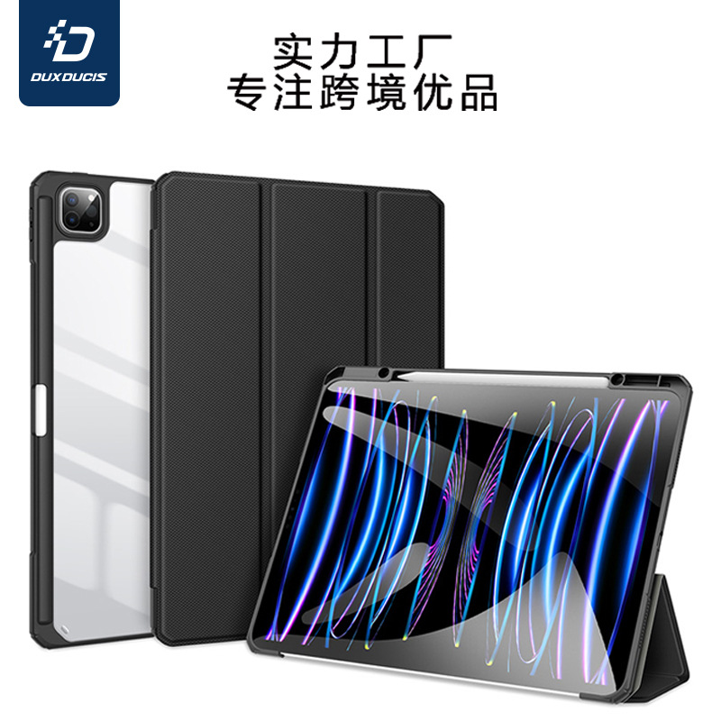 Aplicable iPad Air13 con ranura para bolígrafo, funda protectora para tableta, nueva carcasa protectora transparente de tres pliegues iPadPro11 al por mayor