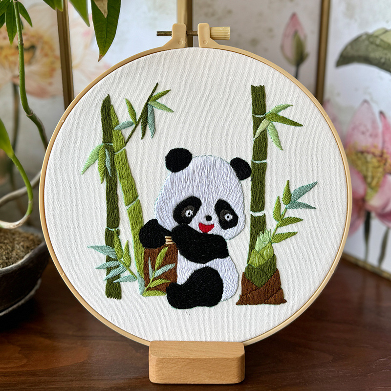 Lu bordado panda gigante bordado diy material de bordado manual Bao Guofeng bordado ramo tridimensional inglés simple cuelgue pintura