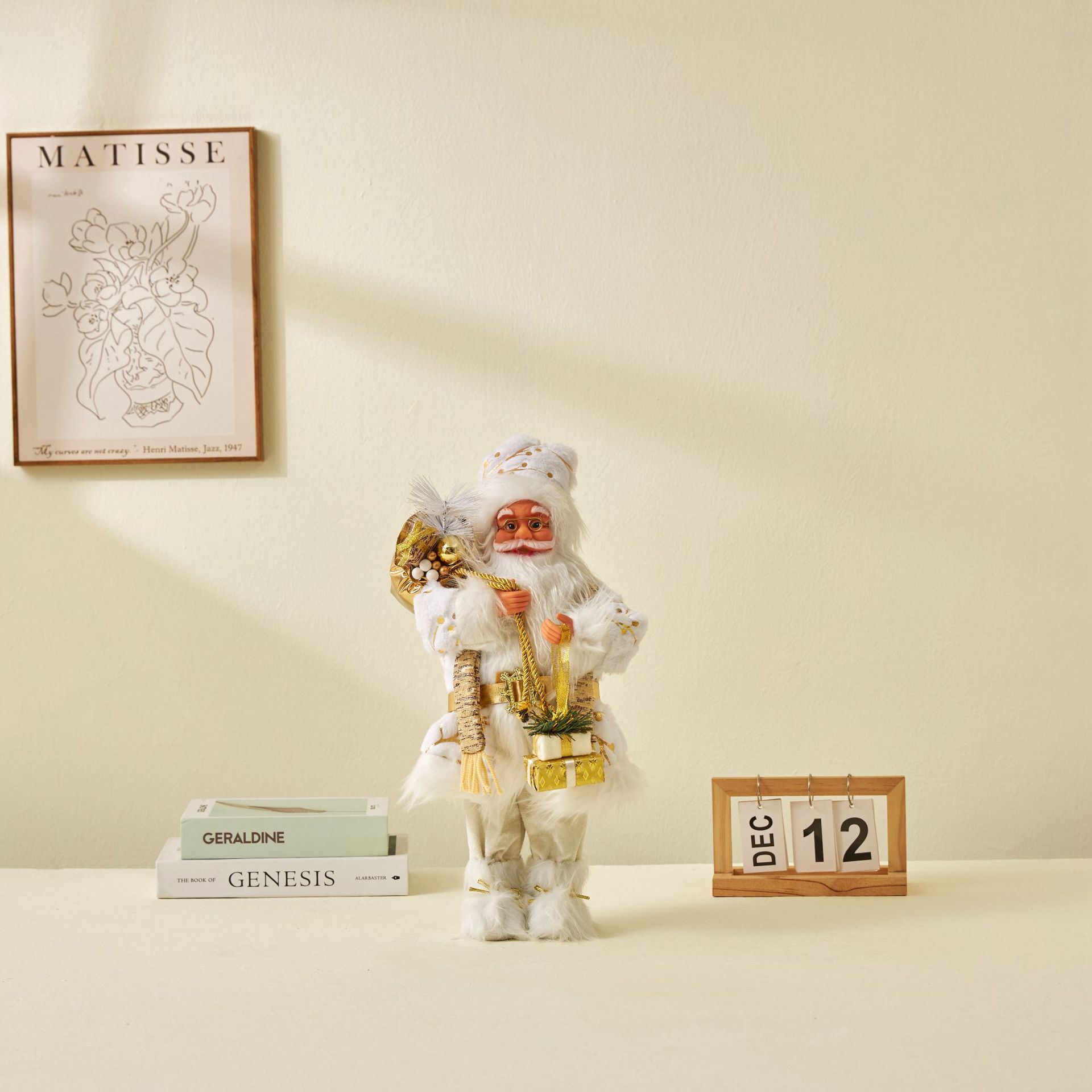 Golden Santa Claus decoración 30/45/60cm Navidad muñeca ventana decoración del hogar creativo nuevo transfronterizo