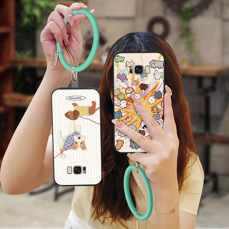 Suitable for Samsung phone cases, soft shell, cute animal design, wrist strap, flexible, graffiti-style, trendy, illustrated, and drop-resistant TPU Suitable for Samsung phone cases, soft shell, cute animal design, wrist strap, flexible, graffiti-style, trendy, illustrated, and drop-resistant TPU