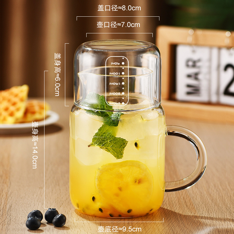 800ml [kính bóng] nắp thang đo