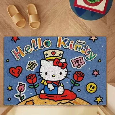 Avtomobil döşəmə paspasları — Mat for Entryway, Indoor and - hello-kitty-is-planting-roses-on-the-planet-4060cm-silk-circle