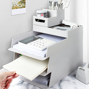 Desktop Storage Box Office Countertop File A4 Storage Rack Multi-Functional Pen Holder Desk Workstation Organization Can Be Stacked