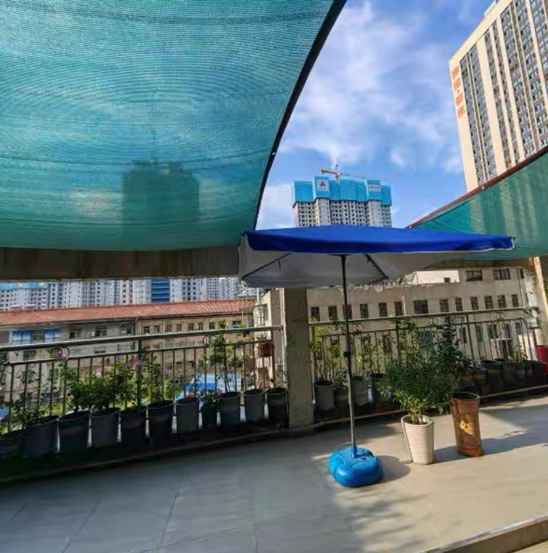 Opaque, thickened, and reinforced green shade net for home gardens, car sunshade, edge-bound with hooks, suitable for balconies and succulent shading.