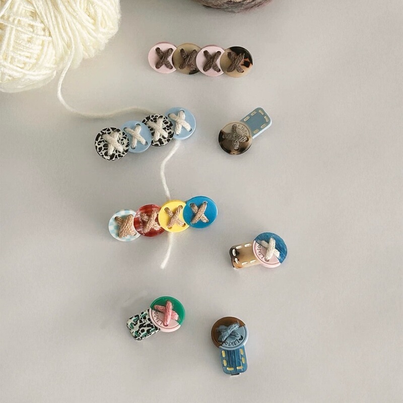 Shen Yue's Niche Design Graffiti Button Colorful Wool Side Clip Hairpin Side Hairpin Bangs Clip Headwear Shen Yue's Niche Design Graffiti Button Colorful Wool Side Clip Hairpin Side Hairpin Bangs Clip Headwear