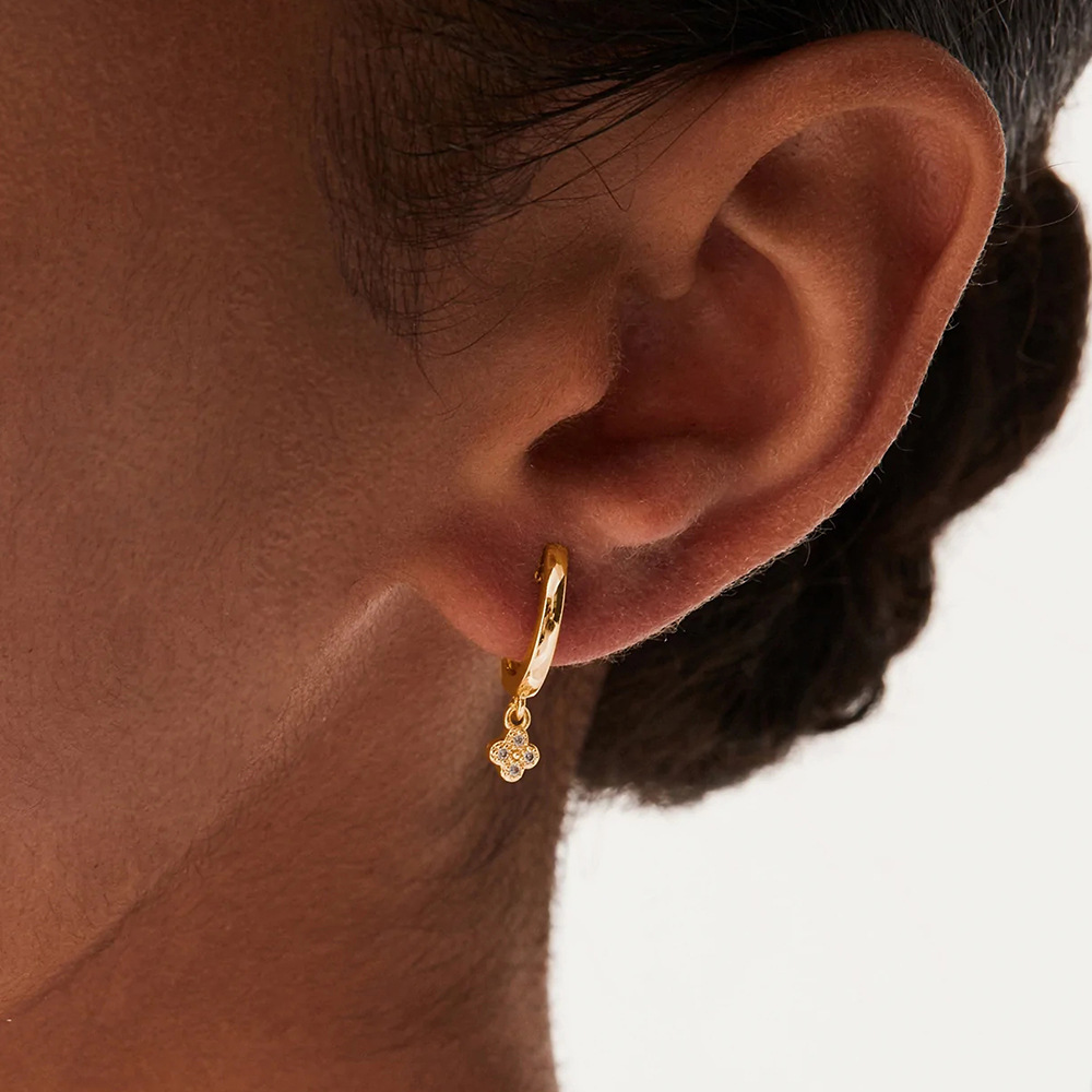 Fashion Cross Sterling Silver Inlaid Zircon Drop Earrings 1 Pair