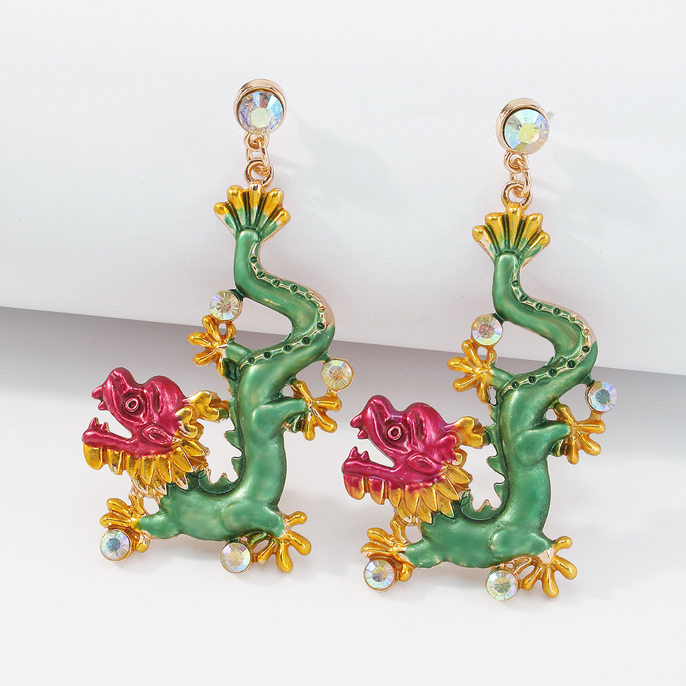 Fashion Drop Oil Hit Color Dragon Earrings Wholesale Nihaojewelry display picture 6