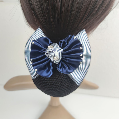 Work hair flower nurse hair net bag stewardess high-end diamond-encrusted hair flower professional work hair net hairpin for women