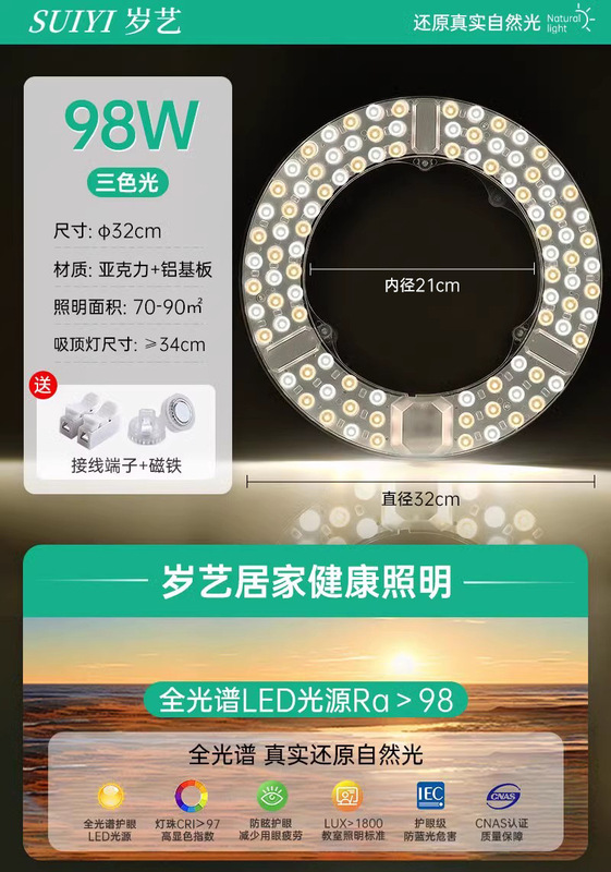 LED シーリングランプ芯フルスペクトル目の保護省エネランプパネル家庭用超高輝度リビングルームラウンドランプパネルランプビーズ光源|undefined