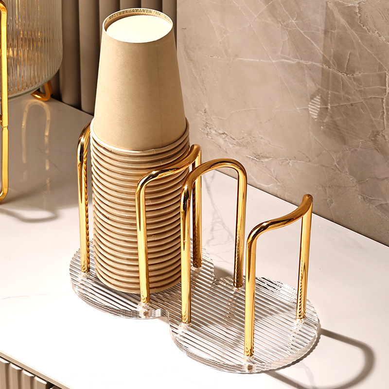 Luz de lujo de papel titular de la taza desechable acrílico taza de almacenamiento rack hogar café té taza titular