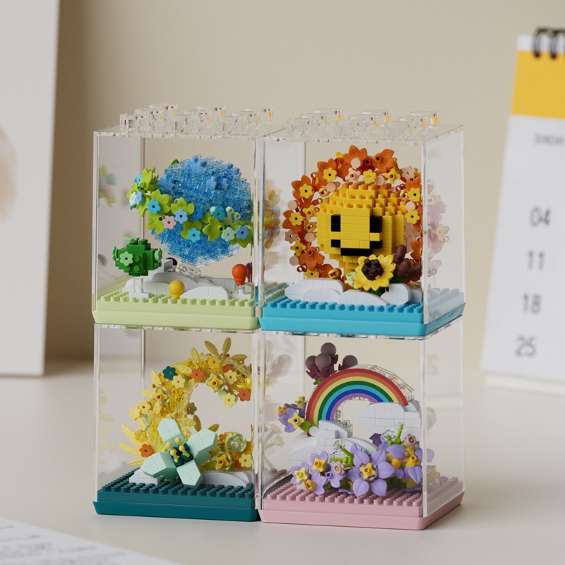 Chao Le Chuang 7345 - 7348 flores interestelares arco iris ramo de flores ensamblaje bloques de construcción juguetes para niños niñas rompecabezas adornos