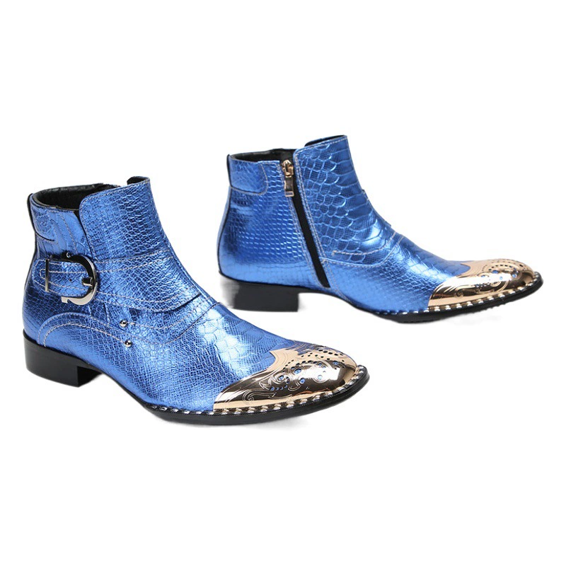 Брендовые ботинки Martin, мужские ботинки из воловьей кожи, зимние и осенние синие Британские кожаные ботинки в стиле ретро на платформе, модные мужские теплые туфли с хлопковой подкладкой