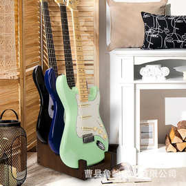 跨境木质吉他收纳架落地分格电吉他置物架商用吉他乐器展示架底座