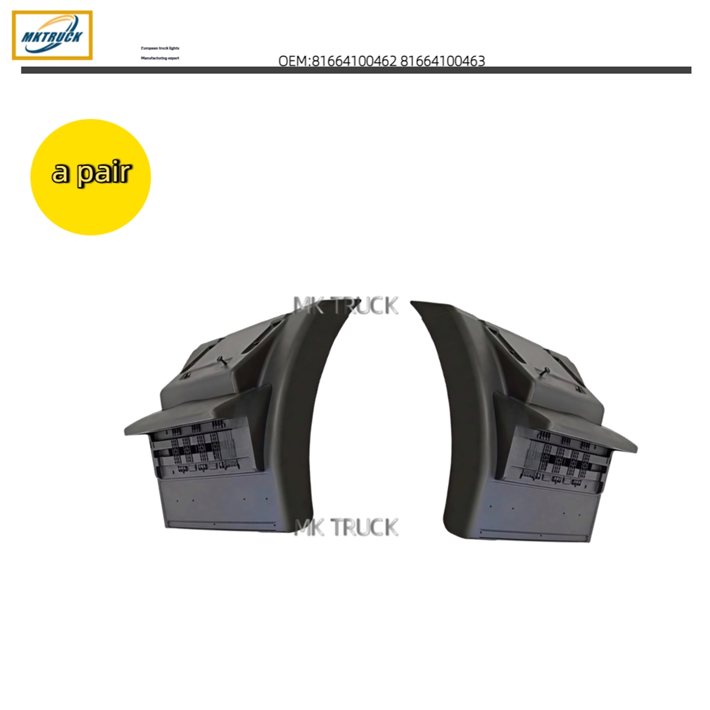Guardabarros 81664100462 81664100463 para la fábrica de piezas de camiones de la serie MAN TGA