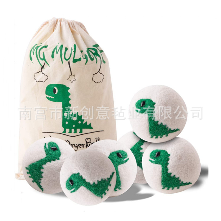实体厂家供应恐龙刺绣羊毛干燥球   蓬松衣物羊毛干燥球