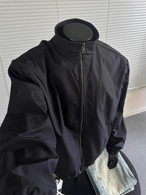 cleanfit美式飞行员夹克男款秋季痞帅立领正肩外套短款廓形棒球服|undefined
