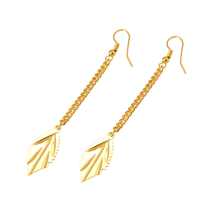 Vietnam arena oro largo borla pendientes simple gran temperamento deja cuentas redondas cinco líneas borla oído joyería al por mayor