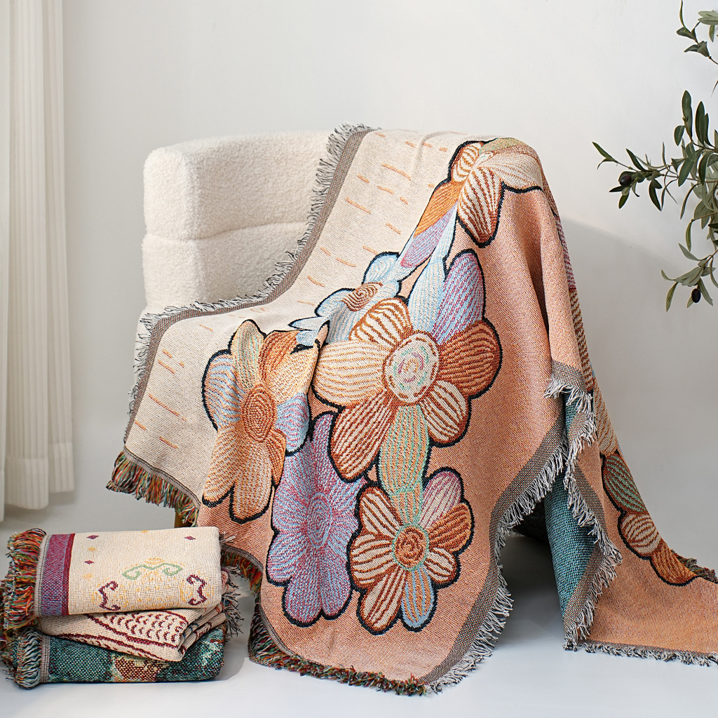 Outdoor Camping Style Picnic Cloth Bohemian Bed and Breakfast Style Sofa Towel Sofa Blanket Leisure Decorative Cover Sofa Cover Cloth