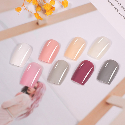 熱推美甲貼片短款梯形甲片穿戴甲假指甲貼24片美甲産品可拆卸甲片