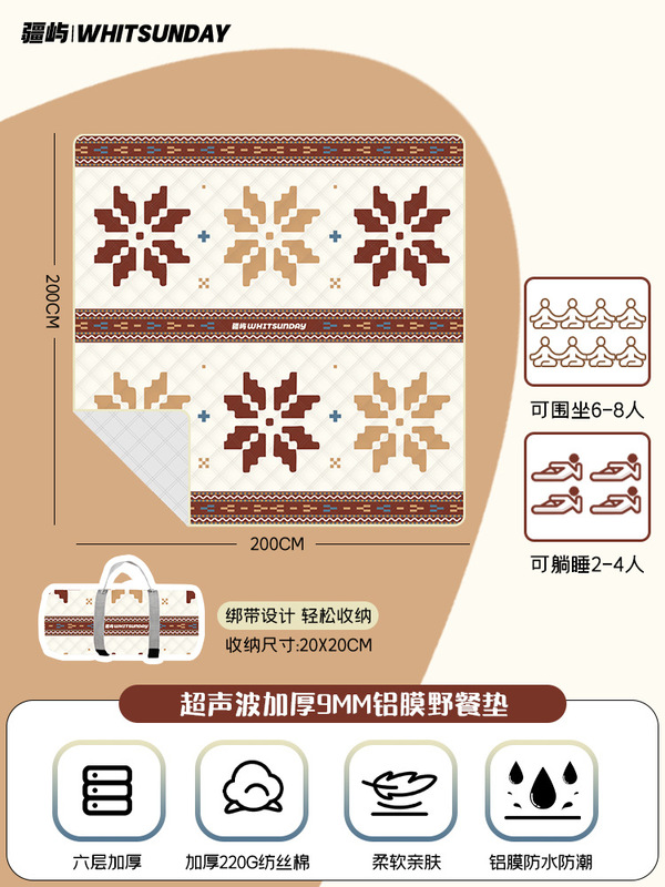 Jiangyu 超音波ピクニックマット防湿マット外出芝生テントピクニックキャンバス屋外キャンプピクニックマット|undefined