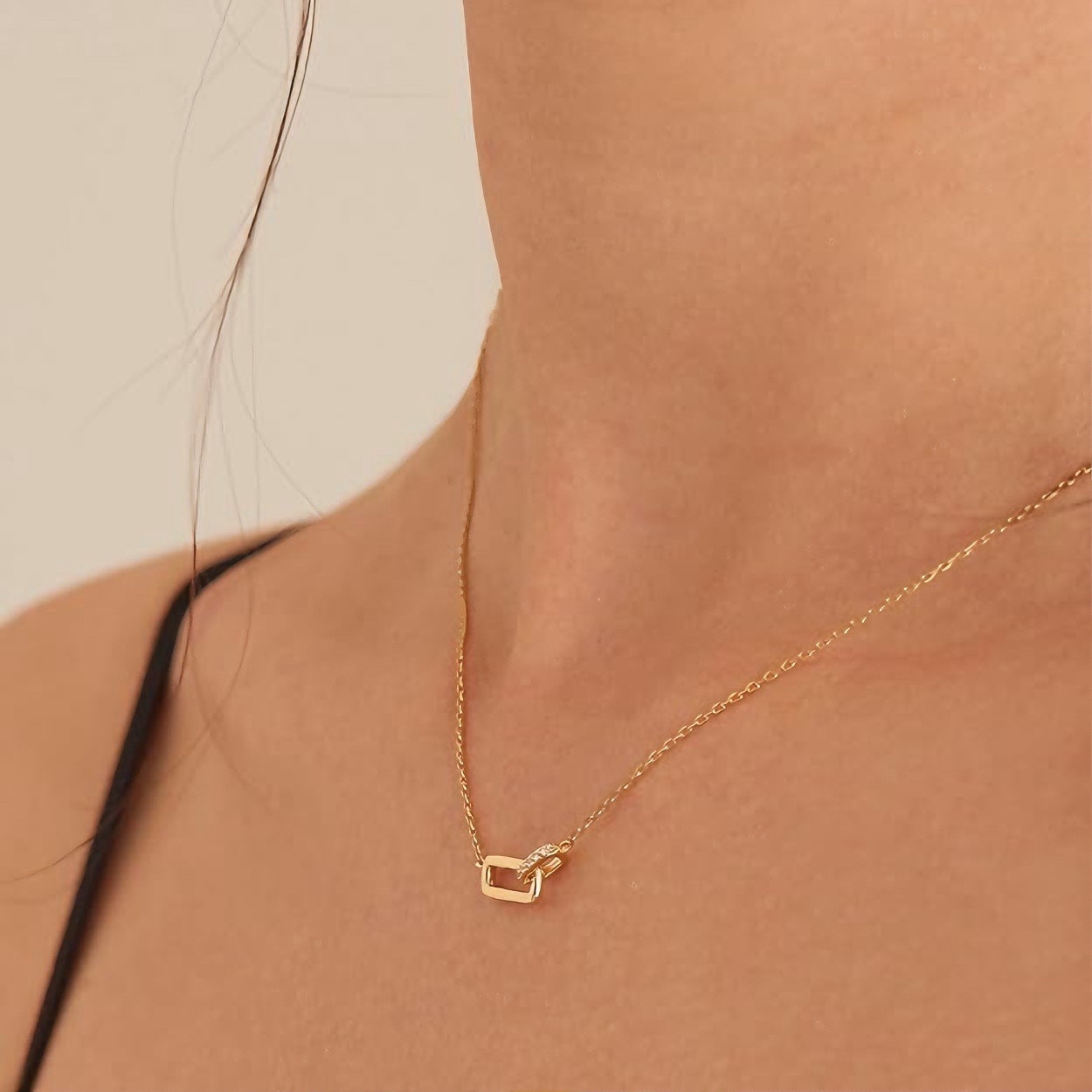 925 Sterling Silver Material 925 Sterling Silver Cable Chain Geometric Pendant Necklace