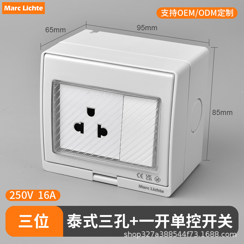 IP55 enchufe de interruptor impermeable abierto estándar nacional multifuncional de tres agujeros estándar europeo no estándar caja de enchufe de interruptor image 65