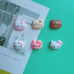 亮面可爱眨眼Kitty猫猫头 手工 DIY奶油胶手机壳发夹发绳饰品配件