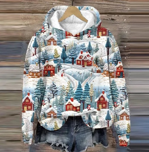 Herren-Kapuzenpullover mit lustigem Weihnachtsmotiv – Gemütlicher Pullover mit festlichen Designs, lockerer Passform, langen Ärmeln und Streetwear-Stil_voghion.com